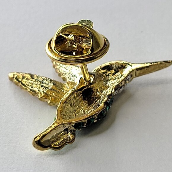 Hummingbird Brooch Pin Orange Rhinestone Hummingbird Pin Glitter Small Brooch - Picture 5 of 11